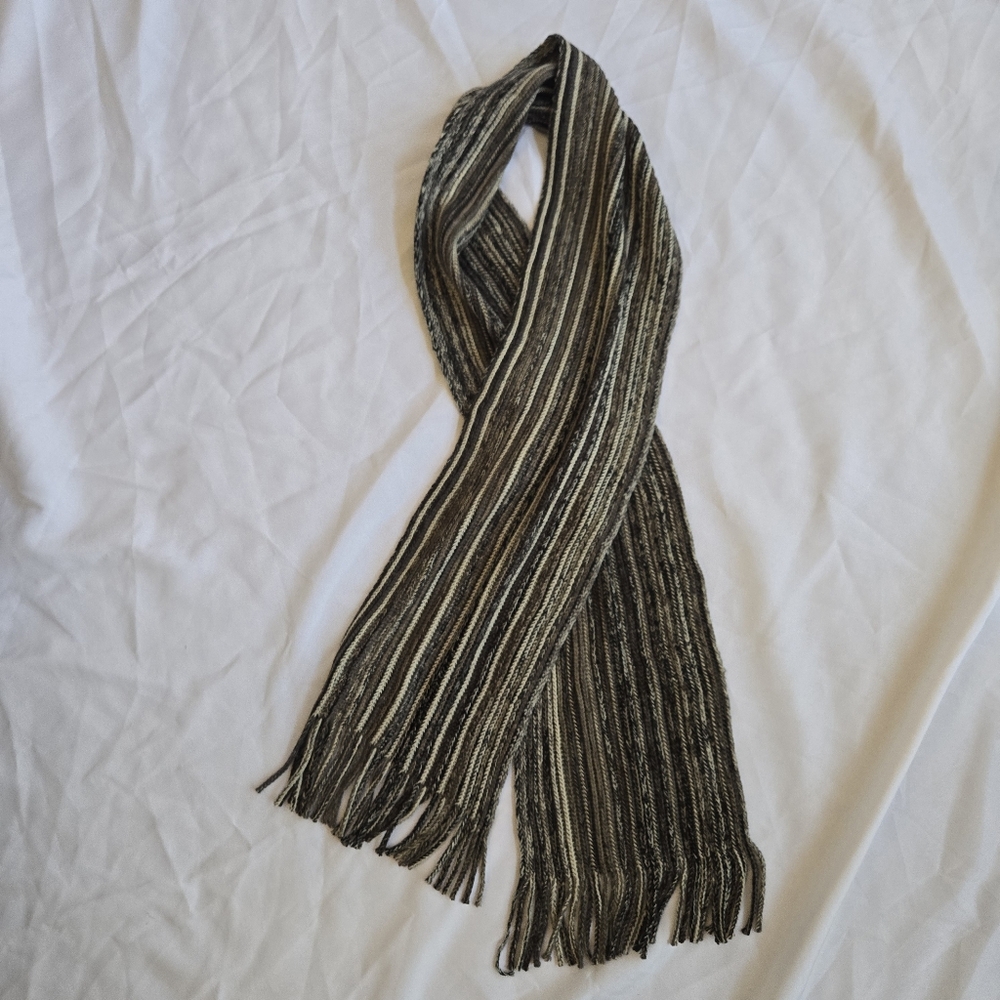 Pierre Cardin Acrylic Striped Fringed Tight Knit Scarf 52 X 8 NEW